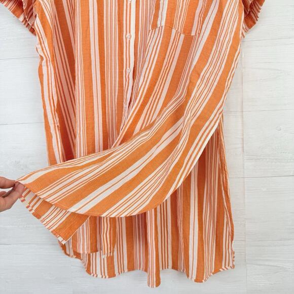 Lemlem x H&M Tunic Oversized Kaftan Shirt Dress Size M/L Striped Orange Beach - Picture 10 of 16